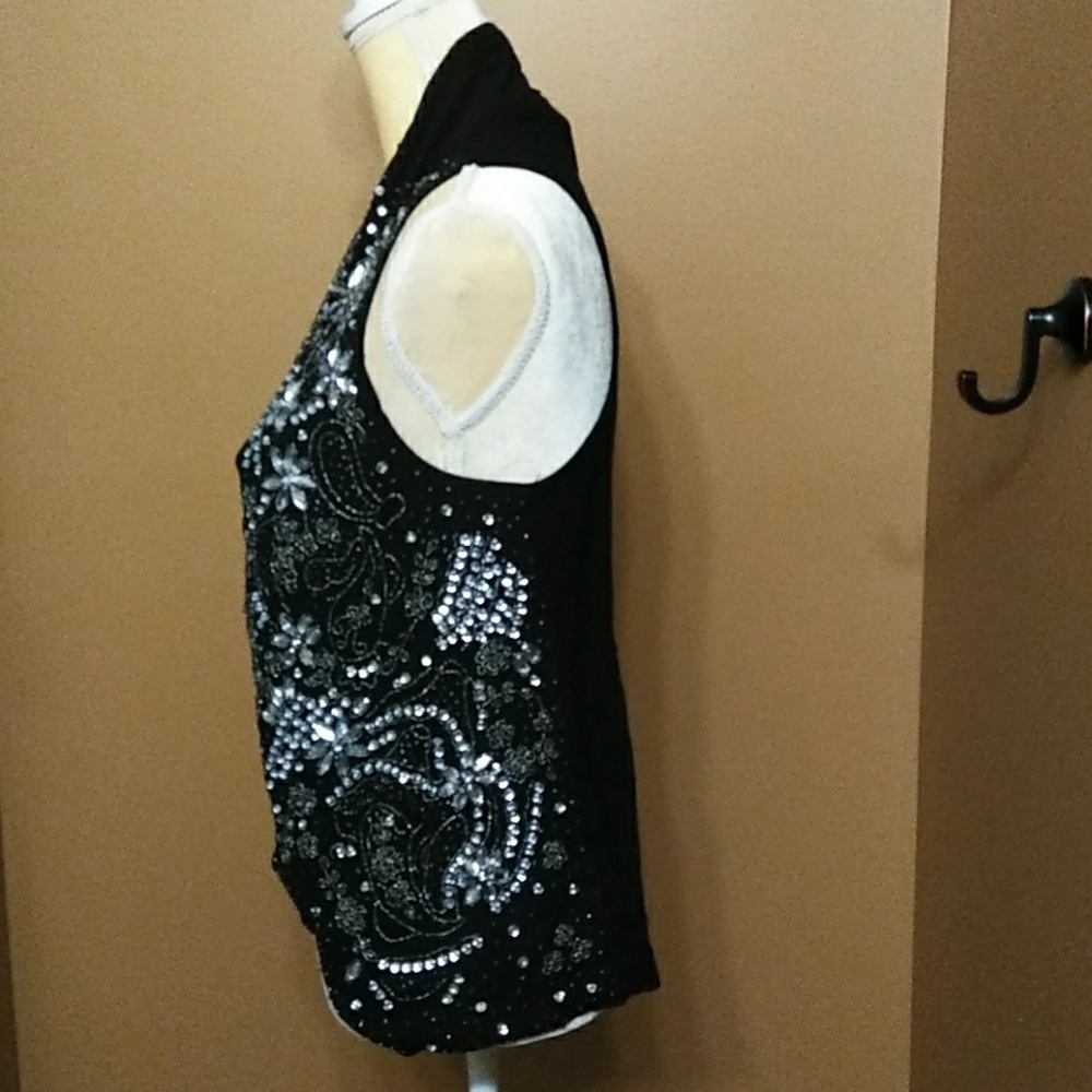 Newport News Black Beaded Vest - Small - Picture 3 of 6